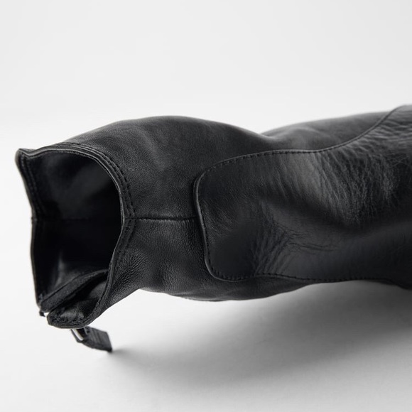ZARA 100% LEATHER COWBOY ANKLE BLACK BOOTS BRAND NEW WITH TAGS US 10/EUR 41 - Picture 5 of 6